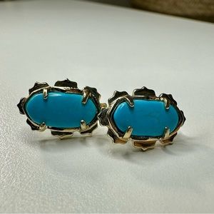 Kendra Scott Gold Stud Earrings in Turquoise Blue